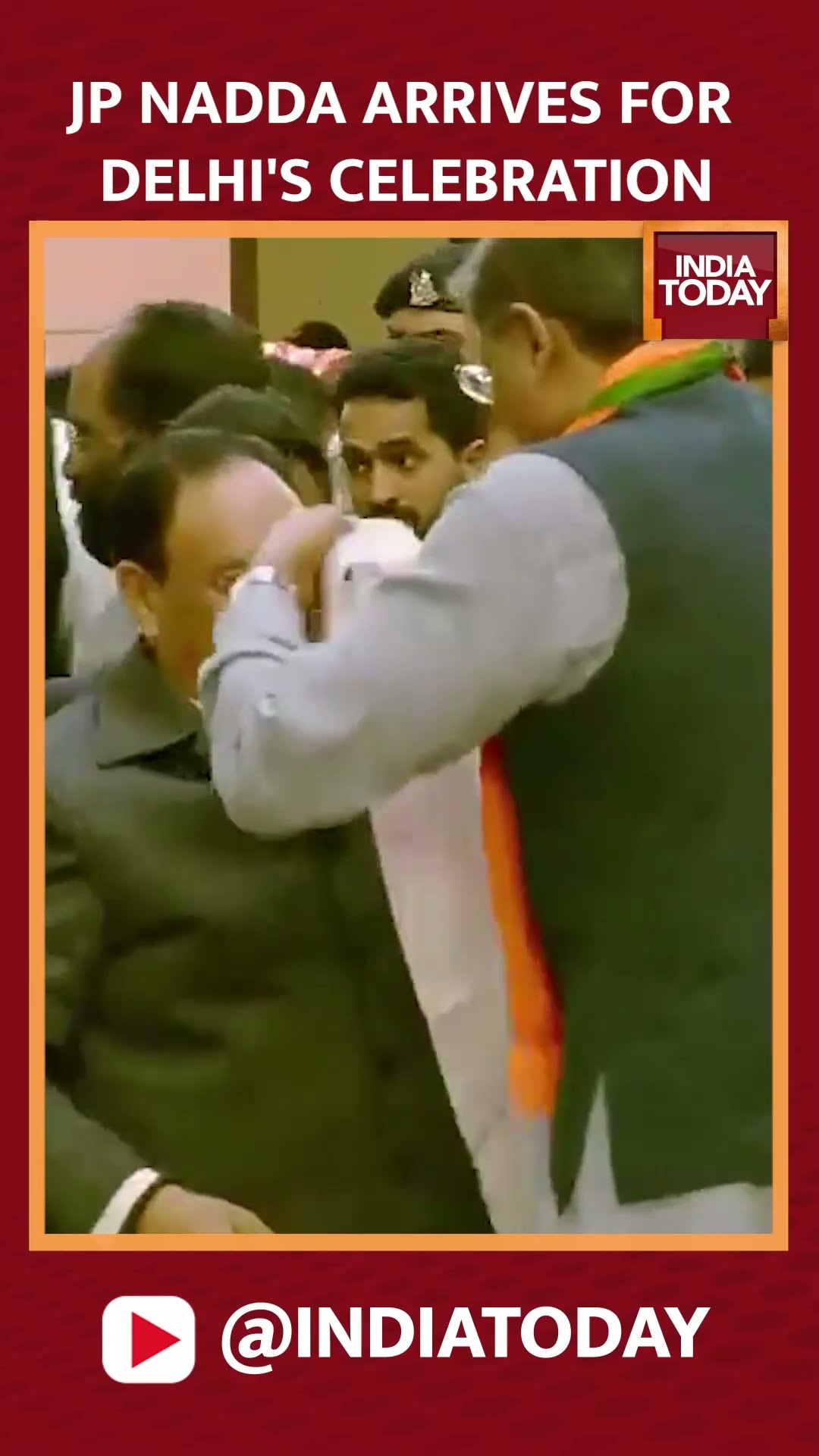 BJP's National President JP Nadda Arrives At Party Headquarters TO Celebrate Delhi Election Victory