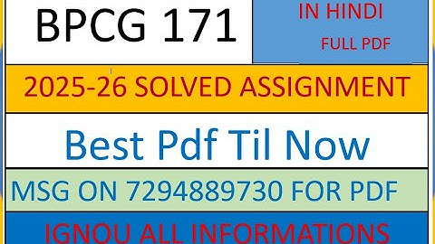 BPCG 171 Solved  Assignment 2025-26  |BPCG 171 Handwritten Assignment 2026 | BPCG 171 Assigment 2026