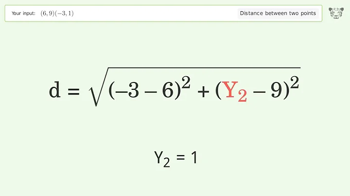 Find the distance between two points p1 (6,9) and p2 (-3,1): Step-by-Step Video Solution