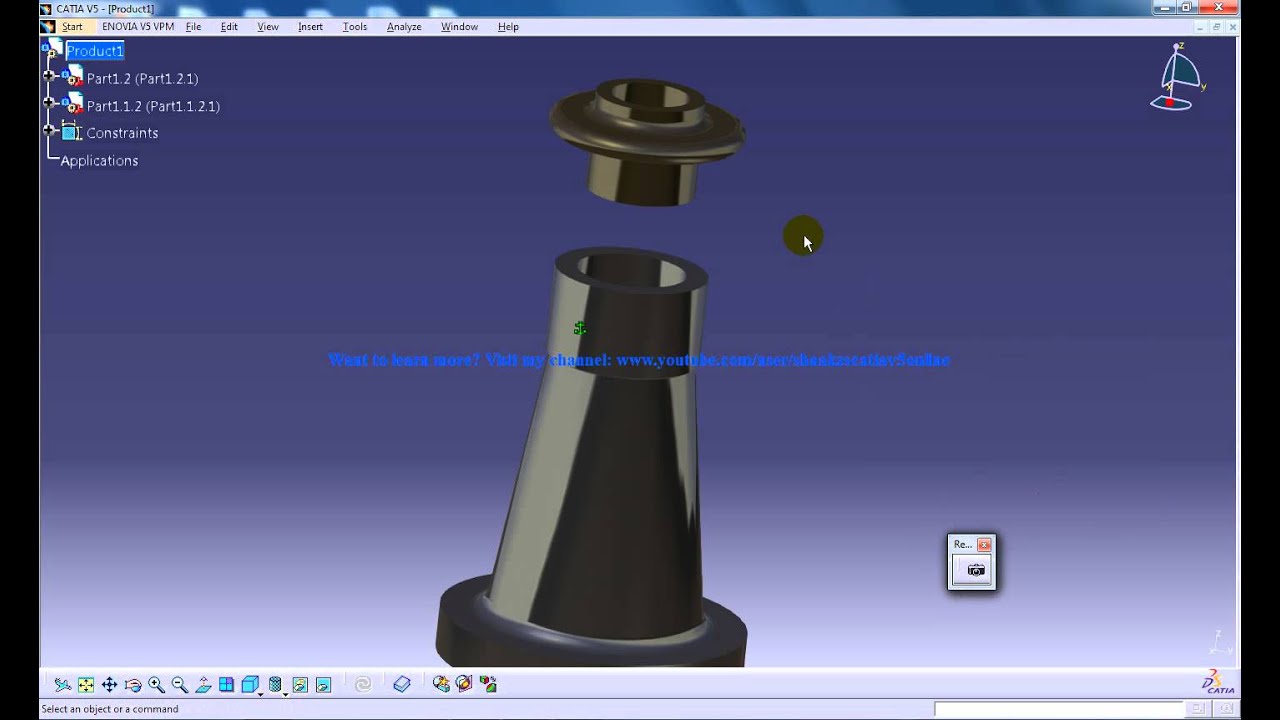 Catia V5 TutorialP2 Assemble Screw JackCoincidence Constraint