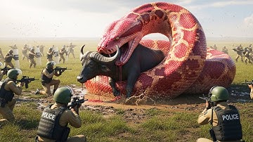 A Giant Mutant Python Attacked a Wild Buffalo  How Will the Heroes Rescue it