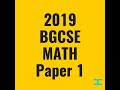 BGCSE Math 2019 Paper 1