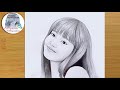Blackpink Lisa - Pencil sketch Tutorial for beginners || How to draw Blackpink Lisa- Step by Step