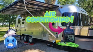 RV Air Conditioning With A Honda 2200 Generator On A New Model Airstream Travel Trailer