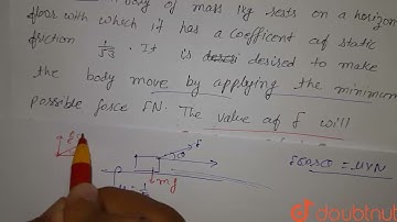 A body of mass 1 kg rests on a horizontal floor with which it has a coefficient of staticfricti...