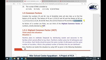 Rotary Club of Ambattur Class 6 Term 2 Maths Chapter 1 Numbers HCF