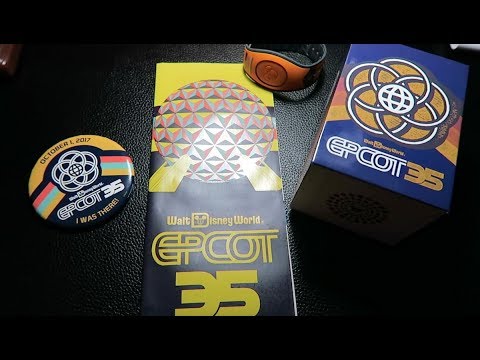 EPCOT 35th Anniversary Button + Commemorative Map + MagicBand!