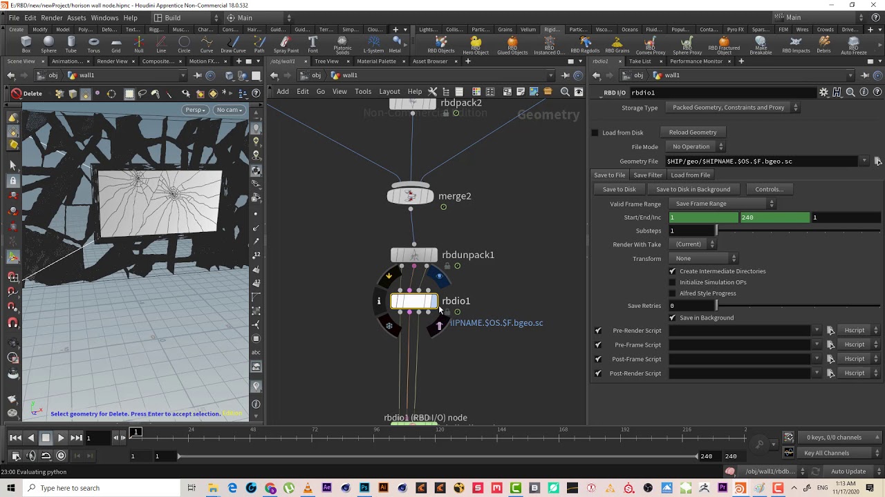 133 RBD Rigid Based Destruction Horizon Node Tree in Houdini P2 شجرة ...