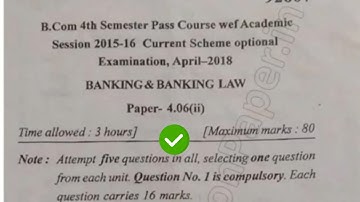 2018 Mdu BCom Pass 4th Sem Banking & Banking Law Question Paper