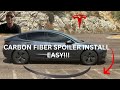 Easiest Tesla Model 3 Carbon Fiber Spoiler Install! (No Drilling, No Mess!) #Tesla #carmods
