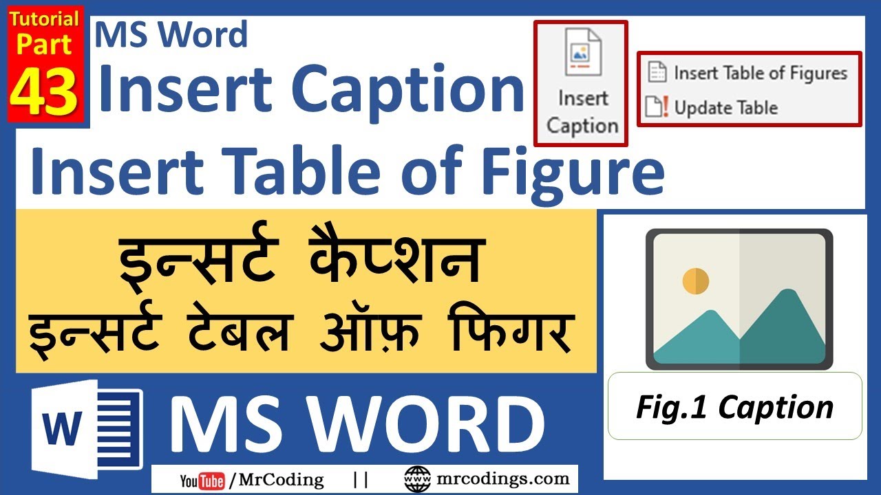 MSWORD-043-Insert Caption | Insert Table of Figure | References Tab in MS Word | Hindi Tutorial