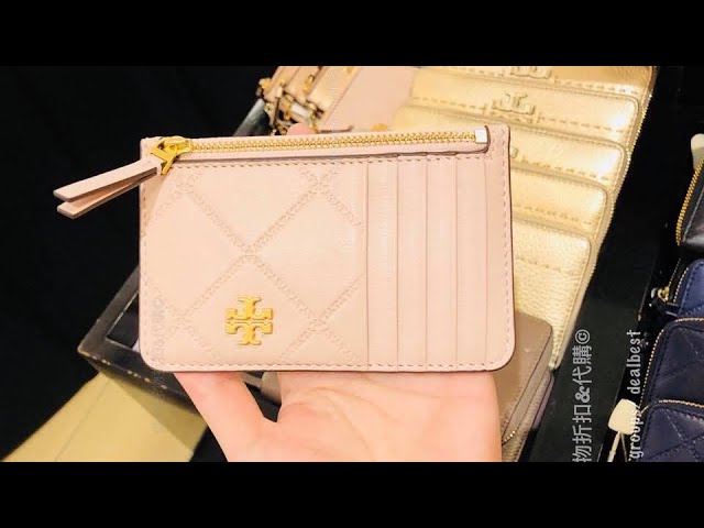 Tory Burch ☜UNBOXING☞ Georgia Top Zip leather card case / Pink - YouTube