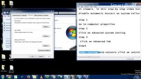 Video tutorial of How to Disable Automatic restart on system failure in windows