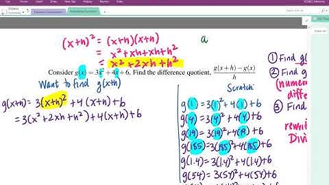 Difference Quotient: Quadratic Function