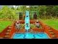 Buffalo And Bamboo House - Dig To Build Amazing Underground House And Swimming Pool With Water Slide