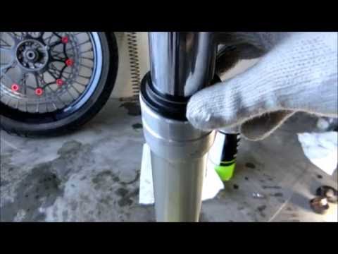 kawasaki KLX250 D-tracker front fork oil seal replacement removal 