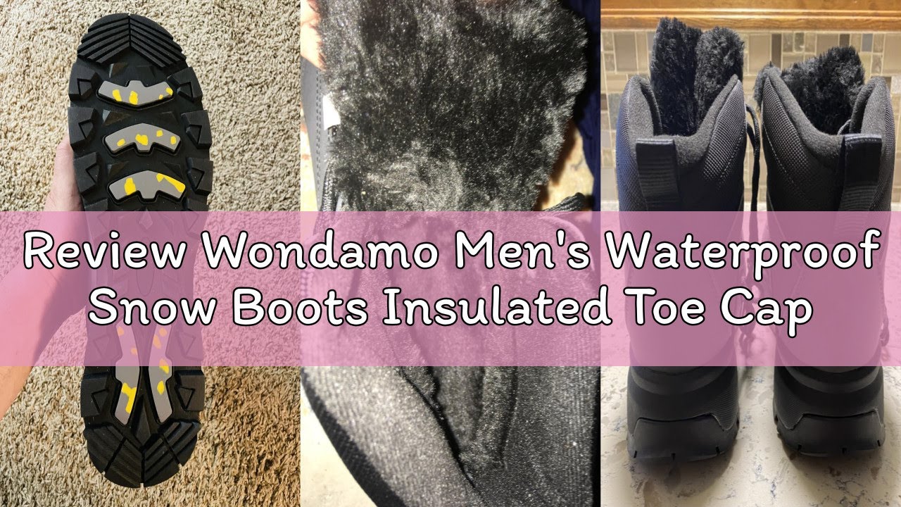 Review Wondamo Men's Waterproof Snow Boots Insulated Toe Cap Cold Weather Shoes Non-slip Lightweight