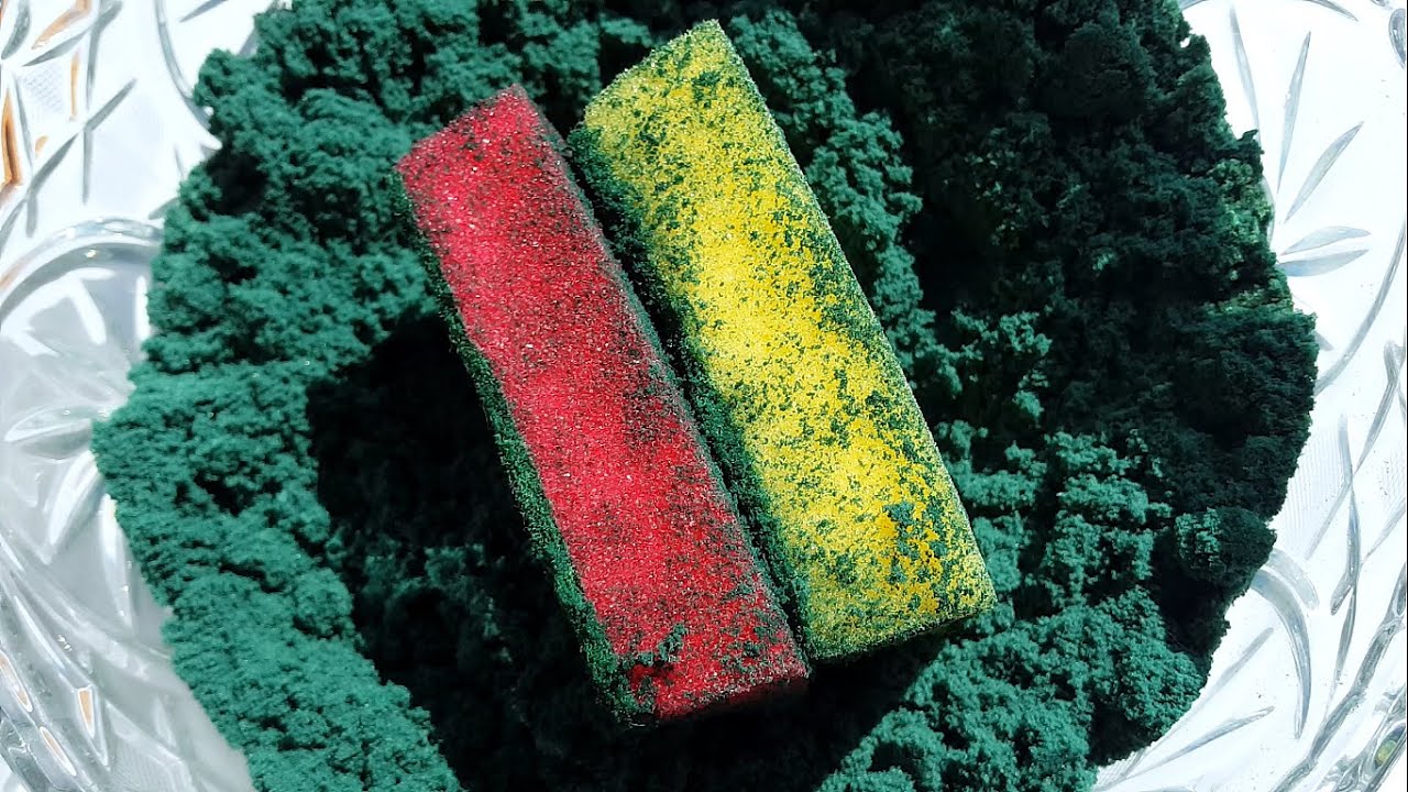 Frozen sponges in floral foam powder squeezing & ripping WATCH IN HD