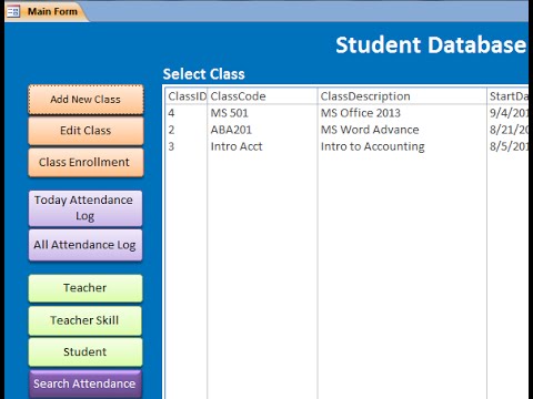 Student Database Ms Access Youtube