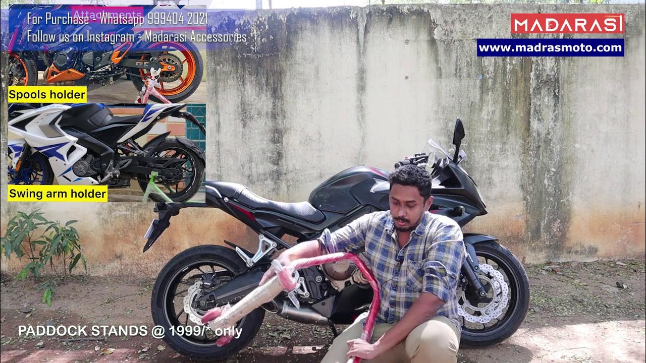 How to use a paddock stand Tamil content Madarasi Paddocks Demonstration video YouTube