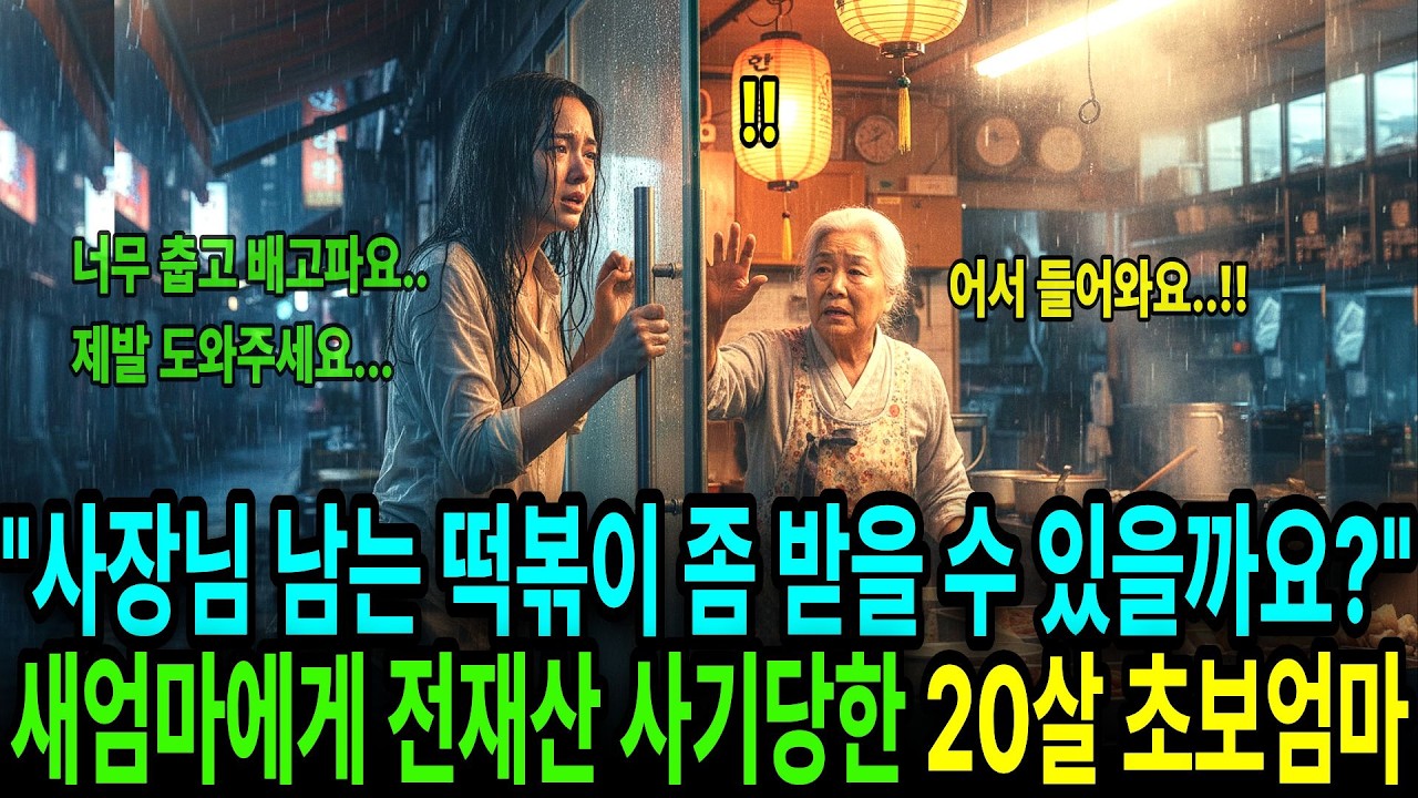 제발! 한입만 달라고 남은 떡볶이 간절히 원하는 비에 쫄딱 젖어 거리를 배회하는 20살 새내기 초보엄마... I  감동사연  I  인생사연  I  반전사연  I  실화사연  I