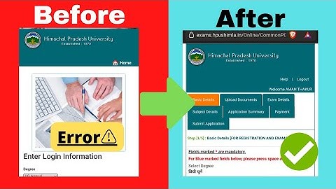 HPU examination form log-in problem (solved-100%) Hindi!!||hpu log in problem