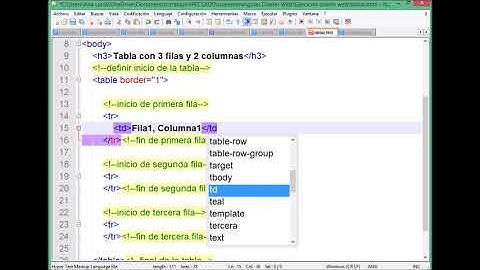 Tablas en HTML. Parte I