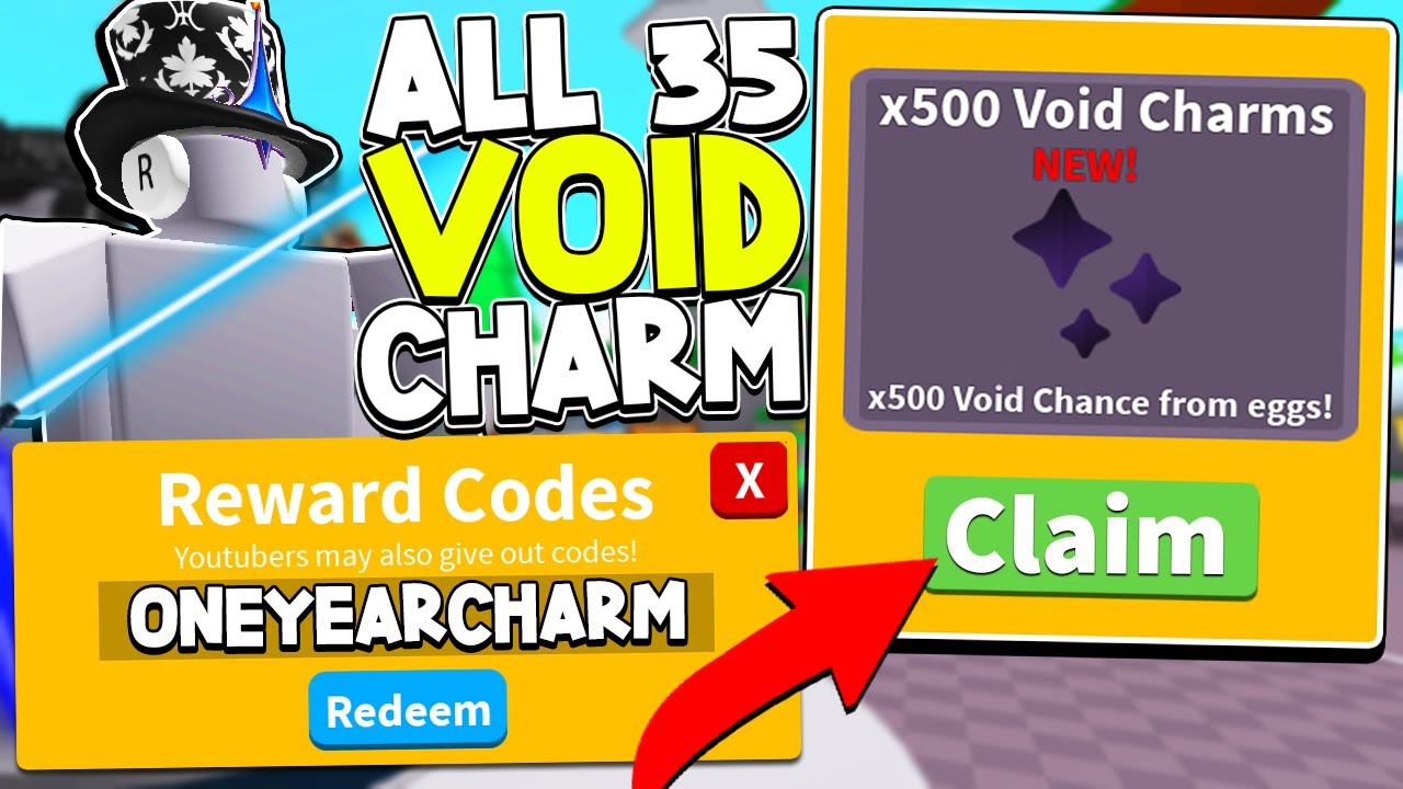 35 OWNER 1 YEAR VOID CHARM CODES IN SABER SIMULATOR Roblox YouTube