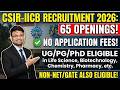 CSIR-IICB Recruitment 2026 🔥 65 Research Posts | Freshers Eligible | No NET/GATE