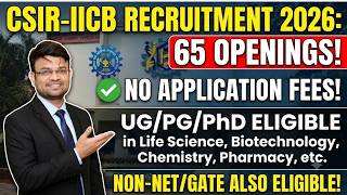 CSIR-IICB Recruitment 2026 🔥 65 Research Posts | Freshers Eligible | No NET/GATE
