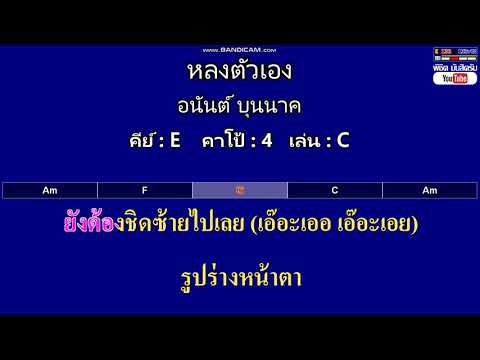 หลงตัวเอง - อนันต์ บุนนาค ( MIDI คาราโอเกะ คอร์ดง่ายๆ )  คีย์ E  Capo : 4  เล่น C