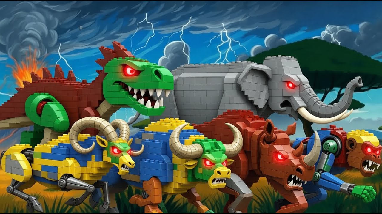 ABC Prehistoric Safari Animals Sounds Song | Legos animals for kids | Happy Hippo Sings