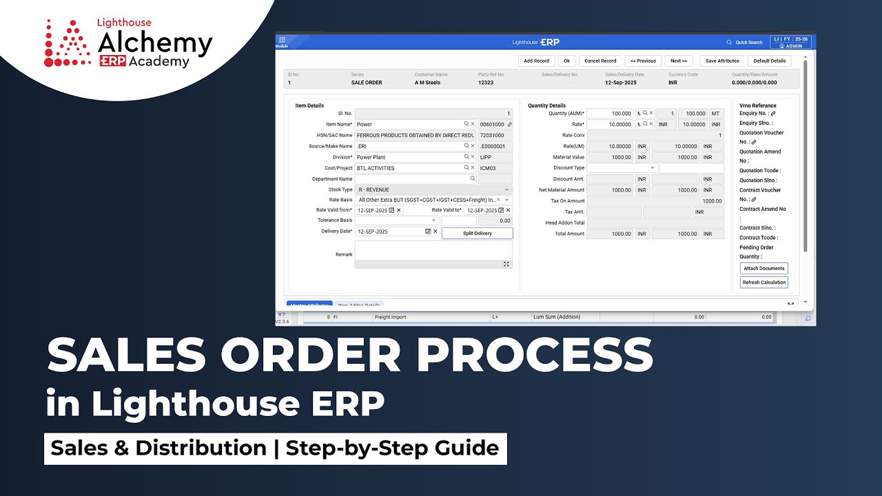 Sales Order Process in ERP | Sales & Distribution | Step-by-Step Guide | Lighthouse ERP Academy