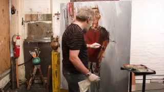 Michael Hafftka painting a portrait of Zebra Katz