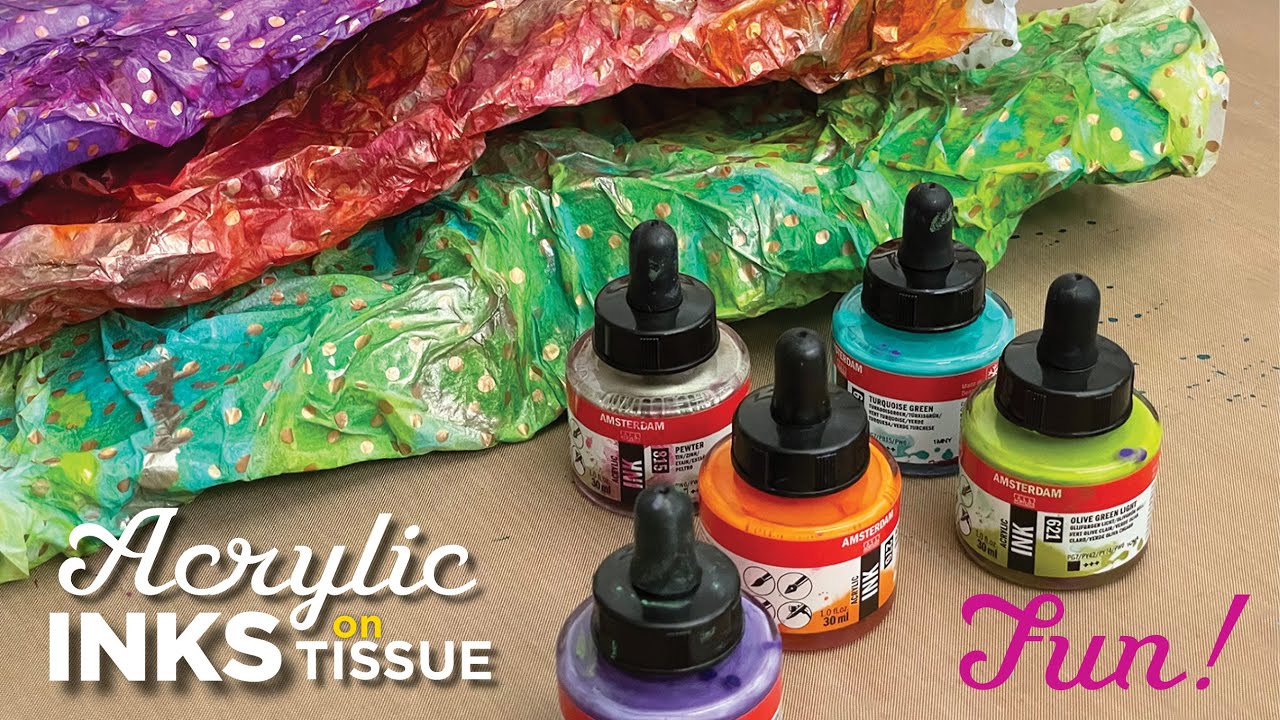 Роспись туалетной бумаги и деликатесной бумаги акриловыми чернилами — интересные моменты урока