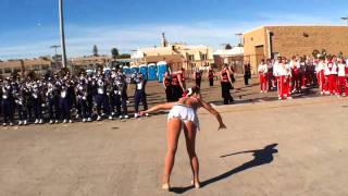 University of Washington band and baton twirler at the USS Ronald Reagan