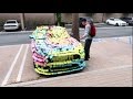 CRAZY STICKY NOTE PRANK!!! (ON HIS NEW CAR)