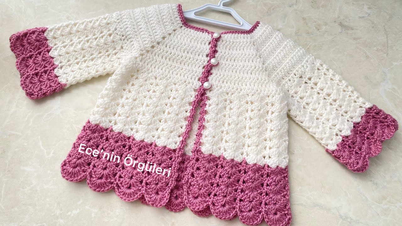 Crochet Baby Girl Cardigan for Baby Set /Bebek Takımı için Tığ işi Kız Bebek Hırkası /3-6 ay