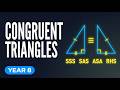Year 8 Maths: Congruent Triangles — SSS, SAS, ASA, RHS (AC9M8SP01)