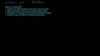 Biochem lecture 1 part 1 water, pH, and buffers Biochemistry Water Ph And Buffers Part 1 Tutorial