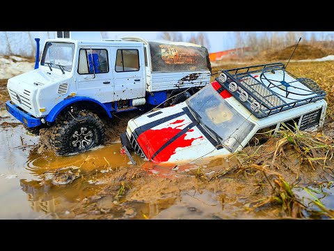 JEEP Cherokee vs Mercedes Unimog - RC Cars MUD Racing 4x4