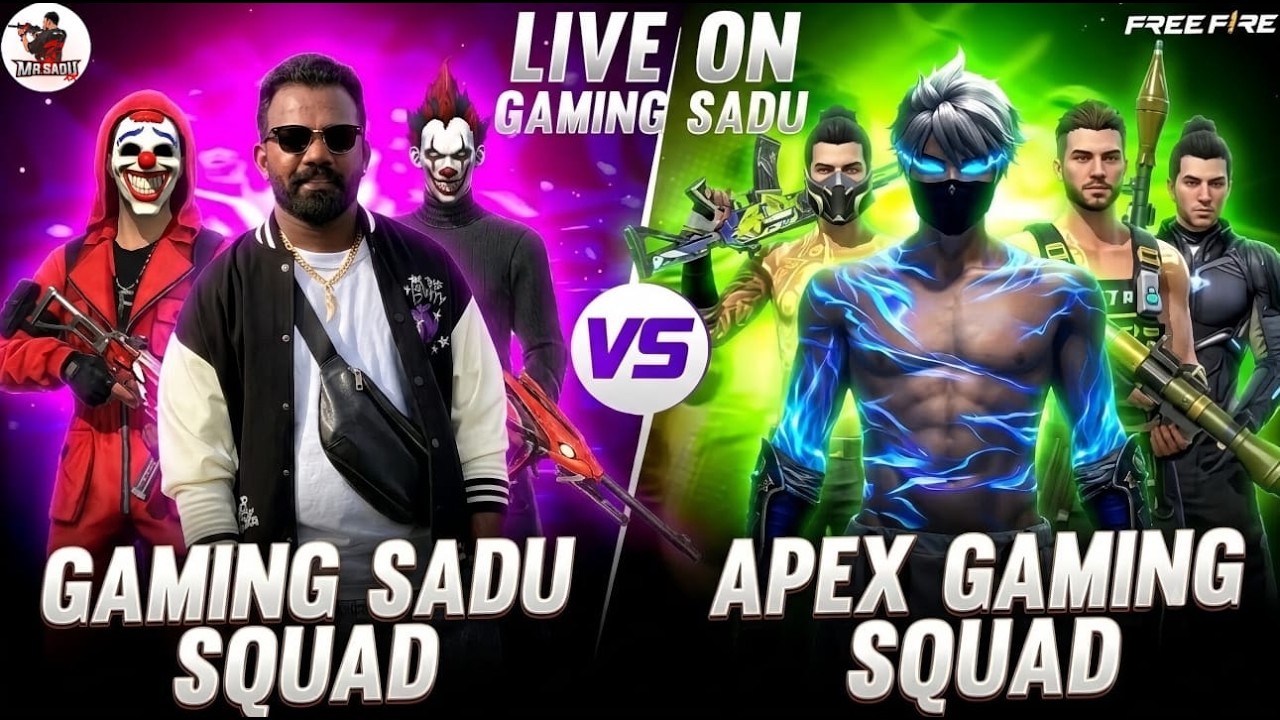 🔴APEX SQUAD Vs GAMING SADU SQUAD | NO RULES CUSTOM