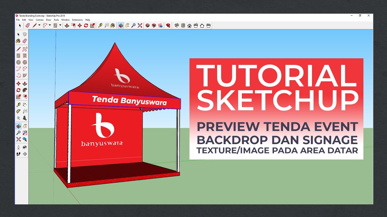 Tutorial SketchUp Image Pada Bidang Datar Backdrop 