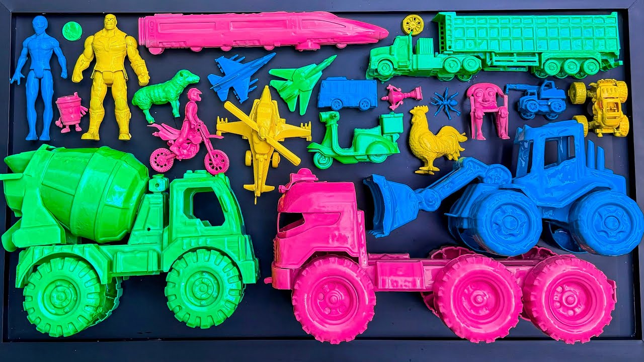 Membersihkan mobil mobilan, truk molen, loader, truk kontainer, mobil monster, kereta cepat, anomali