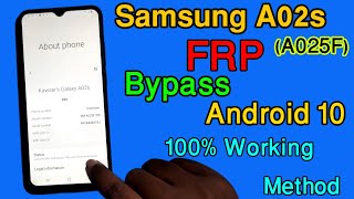 Samsung A02s (A025F) FRP Bypass Android 10 | Samsung A02s Google Account Remove |SM-A025F FRP UNLOCK