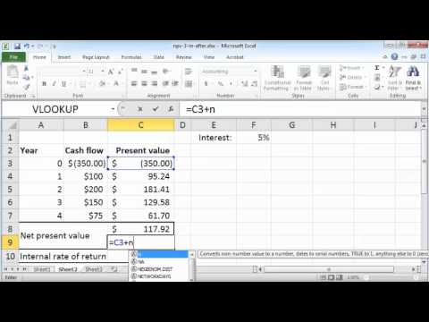 NPV and IRR in Excel 2010