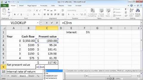 NPV and IRR in Excel 2010