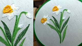 Embroider Daffodils on a Tote Bag | Beginner Friendly Floral Embroidery Daffodil Embroidery Flowerembroidery