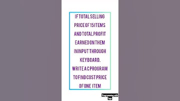 if selling price and profit is input then find cost price of 15 items #programming #viral #shorts