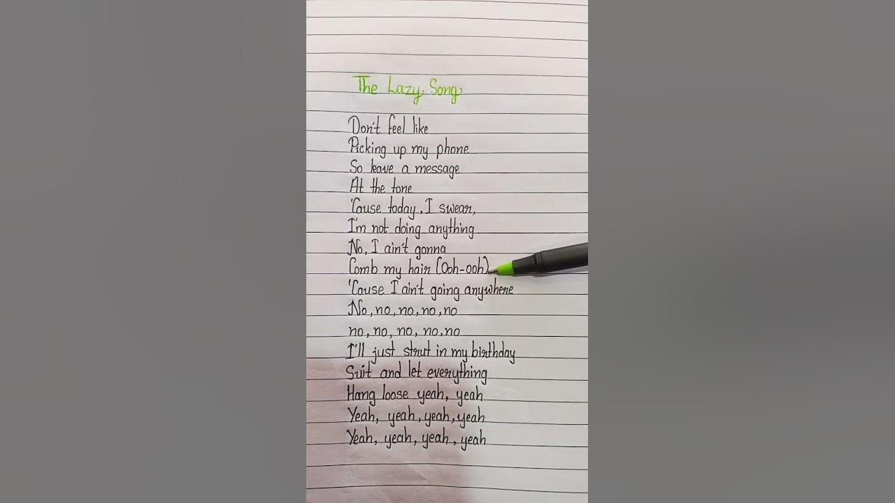 The Lazy Song 💚 ~ Bruno Mars #ytshorts #lyrics #viral #brunomars #thelazysong #trading #shorts